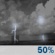 Wednesday Night: A chance of showers and thunderstorms after 8pm. Mostly cloudy, with a low around 58. Chance of precipitation is 50%. Wednesday Night: Chance Showers And Thunderstorms
